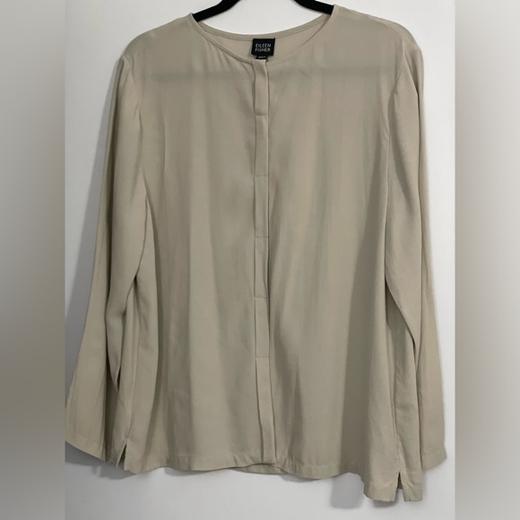 Eileen Fisher Silk Long Sleeve Button Up Blouse Sz.M - Picture 1 of 3